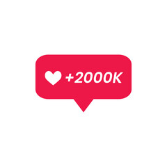 Social Media Like Notification Icon +2000K – Social Popularity Graphic