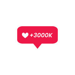 Social Media Like Notification Icon +3000K – Flat Heart Notification Badge