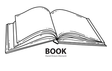 black outline of books, coloring pages, editable, simple design, white background, doodles