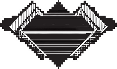 Black and white abstract background with a geometric pixel pattern and a modern computer mouse pointer icon design