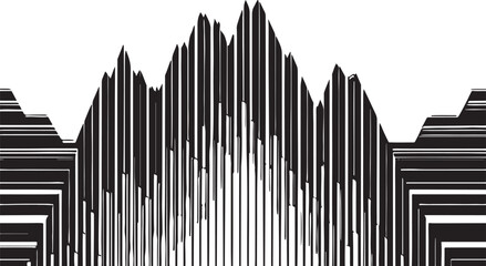 Black and white church illustration with a city map design, financial growth chart, and barcode symbols