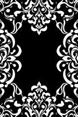Fototapeta premium Ornate Monochrome Floral Border Frame for Luxurious Designs Creation