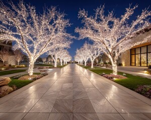 Illuminated Pathway at Night