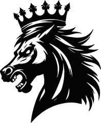 silhouette horse with crown vector logo isolated on white background.logo of horse with a crown. black horse logo.