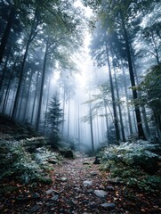 Naklejka premium Misty forest path (3)