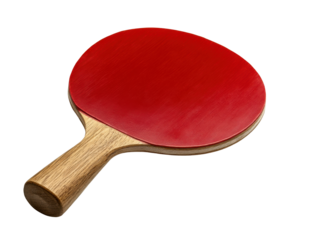 Table tennis red single racket on white background 