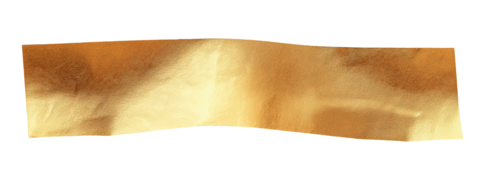 Gold colored foil strip isolated on a transparent background