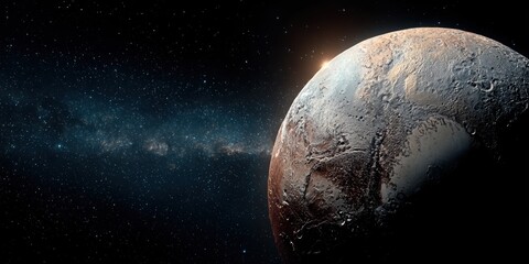 Naklejka premium Pluto in the distance of the Milky Way galaxy