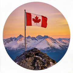 Canadian flag on the mountain
