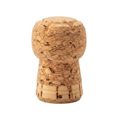 A used champagne cork, showcasing its natural texture and compression marks.