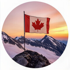 Canadian flag on the mountain