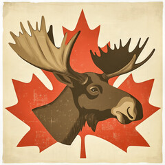 Maple leaf and moose