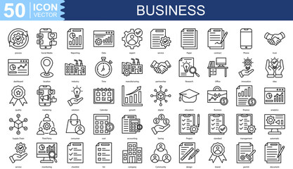 business icon collection set. Containing process, Social Media, Reporting, Data, expert icon.