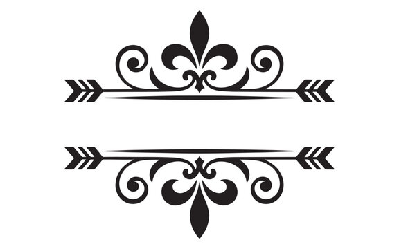 Elegant Vintage Style Arrow Divider Design Featuring Ornate Flourishes Perfect for Invitations and Personalized Stationery
