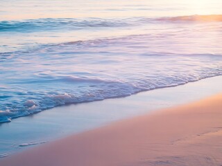 Stunning Beach Sunset Waves Lap Gently on Pink Sand