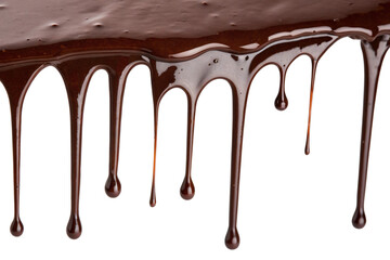 Dark Chocolate Syrup Dripping isolated on Transparent Background