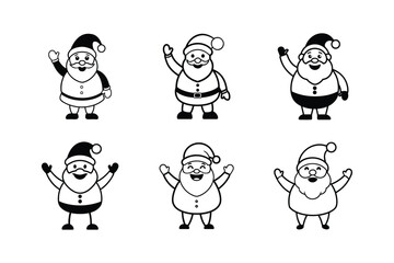 set of funny cartoon Santa