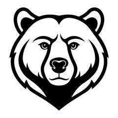 California Black Bear Head Line Art on White Background – Minimal Wildlife Vector