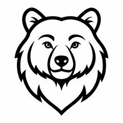 Kodiak Bear Head Line Art on White Background – Alaskan Wildlife Vector