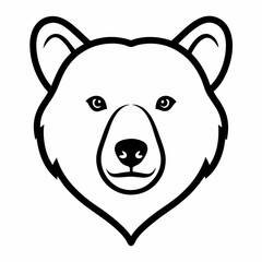 Kermode Bear Head Line Art on White Background – Spirit Bear Vector Design