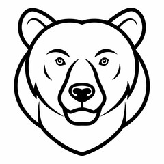 Melursus Ursinus Bear Head Line Art on White Background – Indian Wildlife Vector