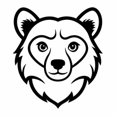 Spectacled Bear Head Line Art on White Background – Andean Wildlife Vector
