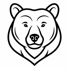Ursus Arctos Beringianus Bear Head Line Art on White Background – Siberian Wildlife Vector
