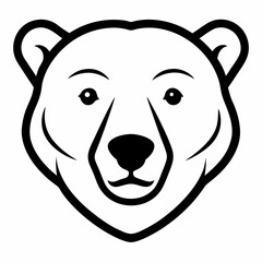 Ursus Maritimus Bear Head Line Art on White Background – Arctic Animal Vector