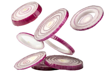 Onion Jumping Slice Pieces isolated on Transparent Background