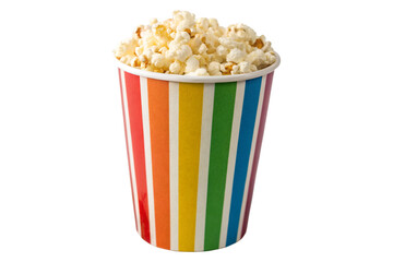 Popcorn in Striped Bucket isolated on Transparent Background