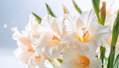 Fototapeta premium White crocus flowers bloom in spring, showcasing their delicate beauty and petals in a vibrant garden