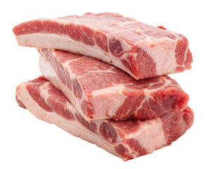 Raw Pork Spare Ribs isolated on Transparent Background