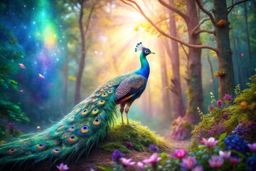Obraz premium peacock with feathers out