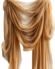 Elegant Draped Golden Fabric Sheer Curtains Luxurious Texture