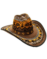 Ornate Brown and Gold Cowboy Hat Isolated on Black