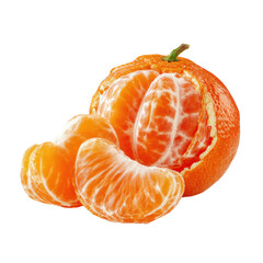 Photorealistic Perfectly Peeled Tangerine Segments on a Transparent Background Isolated for Stock