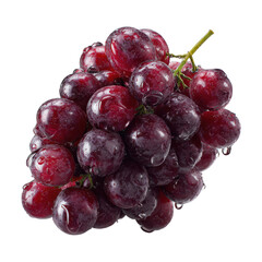 Photorealistic Plump Dark Red Grapes with Water Droplets on Transparent Background