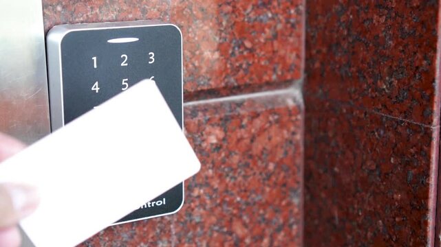 Access Control Panel with Keypad and RFID Reader on Wall
