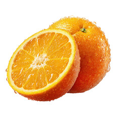 Photorealistic Sliced Orange with Vibrant Color and Detailed Texture on Transparent Background