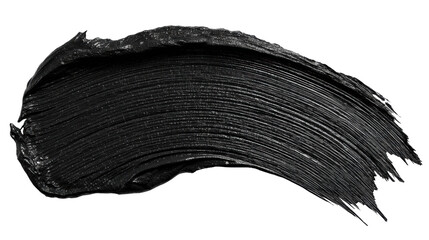 Photorealistic Thick Textured Black Acrylic Paint Smear on Transparent Background