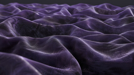 Close up shot of rippled purple fabric with subtle textures and dark shadows creating depth