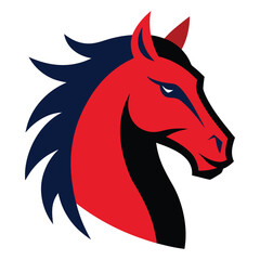 Red horse mustang head vector logo template