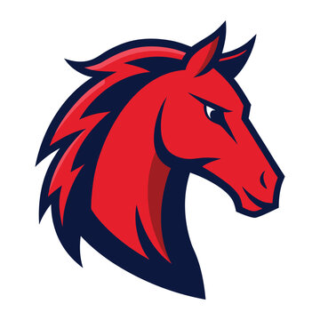 Red horse mustang head vector logo template