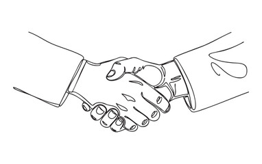 business handshake one continuous line drawing vector