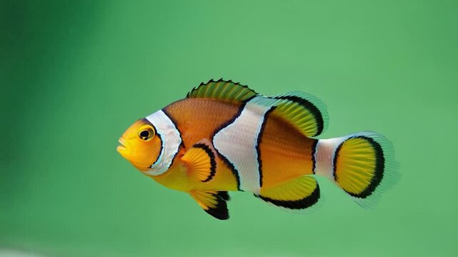 Clownfish against green background