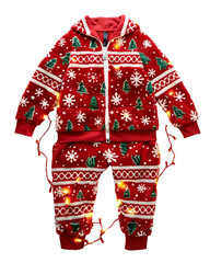 Festive Red Christmas Pajamas with Lights