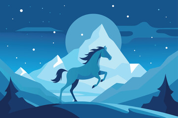 horse in winter forest