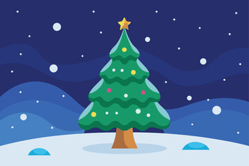 christmas tree in snow