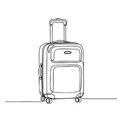 Suitcase luggage one continuous line drawing vector