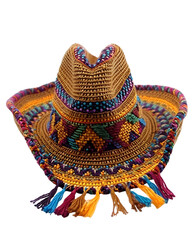 Colorful Crochet Cowboy Hat with Tassels Boho Style